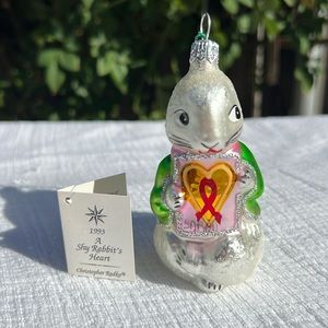 Christopher Radko Christmas Ornament 1993 A Shy Rabbit Heart AIDS Awareness